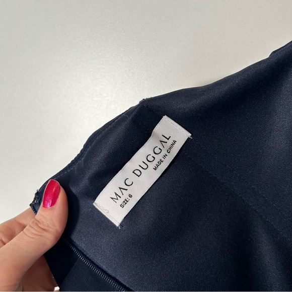 MAC DUGGAL Off The Shoulder Long Sleeve Jersey Jeweled Cuff Gown - Picture 7 of 16